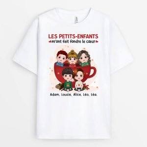 T-shirt Les Petits-Enfants M’ont Fait Fondre Le Coeur Personnalise T-shirt Les Petits-Enfants M’ont Fait Fondre Le Coeur Personnalise