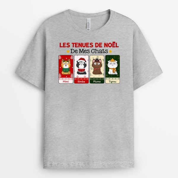 T-shirt Les Tenues De Noel De Mes Chats Personnalise