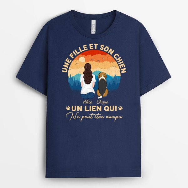 T-shirt Lien Entre Une Fille et Son Chien Personnalise