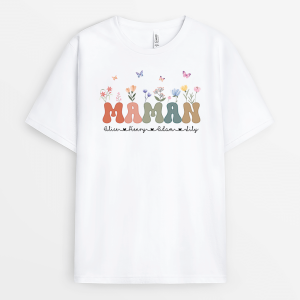T-shirt Maman Avec Fleurs Personnalise T-shirt Maman Avec Fleurs Personnalise