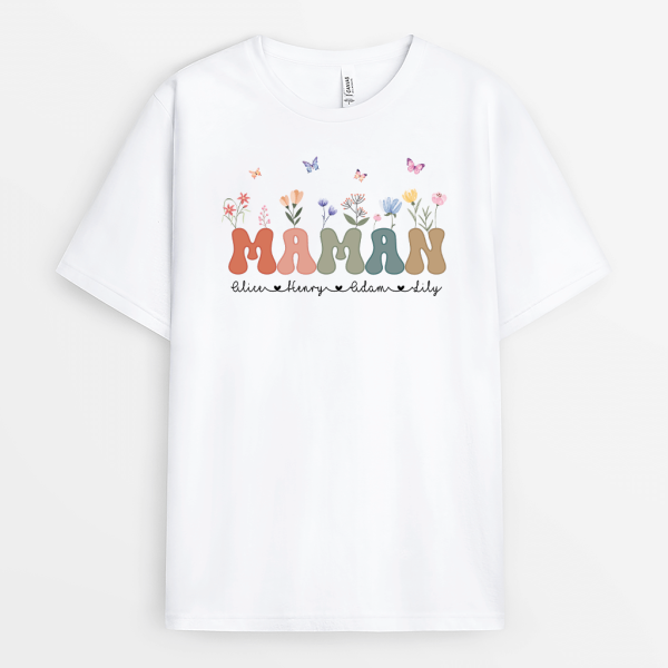 T-shirt Maman Avec Fleurs Personnalise