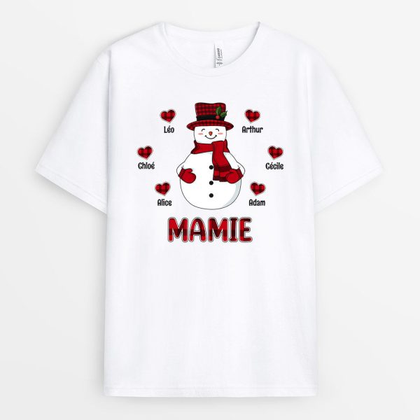 T-shirt Maman Bonhomme de Neige Petits Cœurs Personnalise