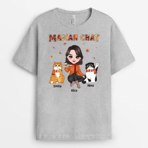 T-shirt Maman Chat Automne Personnalise T-shirt Maman Chat Automne Personnalise