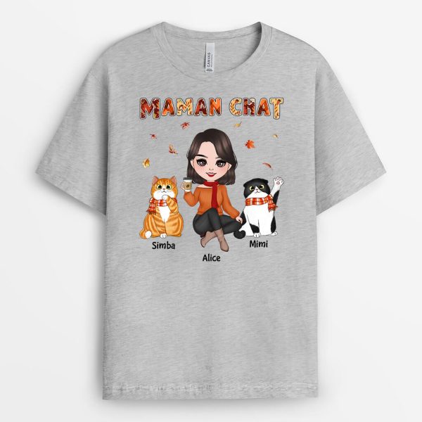 T-shirt Maman Chat Automne Personnalise