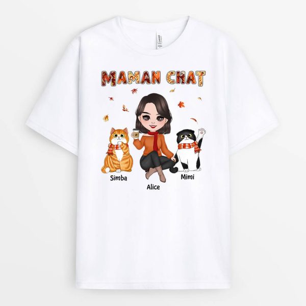 T-shirt Maman Chat Automne Personnalise