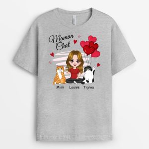 T-shirt Maman Chat Ballon Personnalise T-shirt Maman Chat Ballon Personnalise