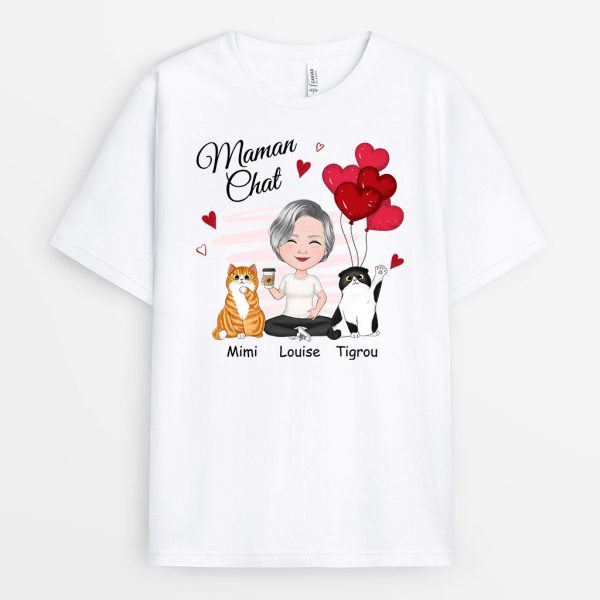 T-shirt Maman Chat Ballon Personnalise