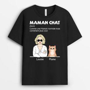 T-shirt Maman Chat Cool Personnalise T-shirt Maman Chat Cool Personnalise
