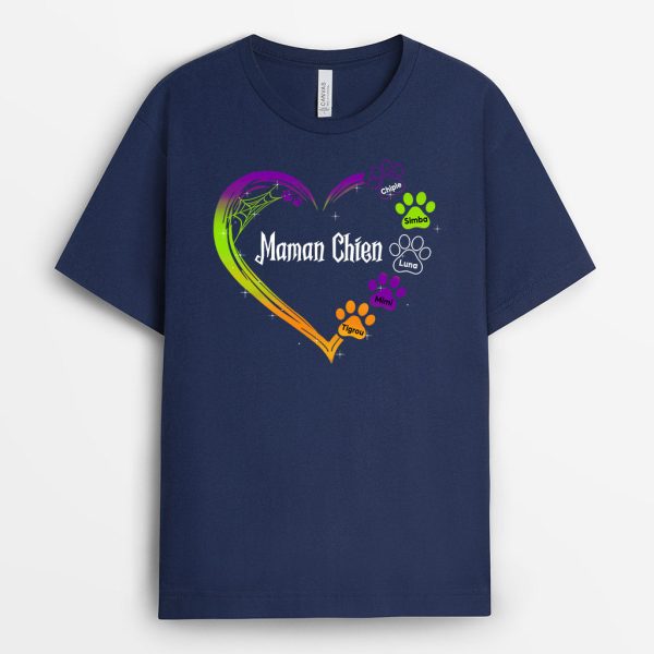 T-shirt Maman Chat Halloween Coeur Personnalise