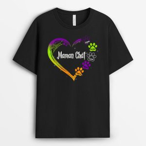 T-shirt Maman Chat Halloween Coeur Personnalise T-shirt Maman Chat Halloween Coeur Personnalise