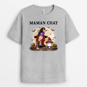 T-shirt Maman Chat Halloween Personnalise