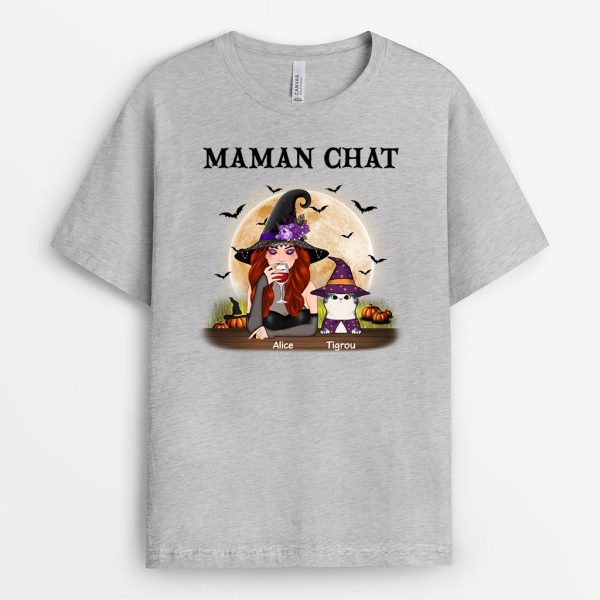 T-shirt Maman Chat Halloween Personnalise