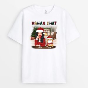 T-shirt Maman Chat Leopard Noel Personnalise 2 T shirt Maman Chat Leopard Noel Personnalise 3