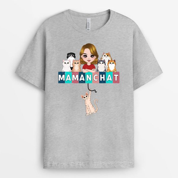 T-shirt Maman Chat Lettres Personnalise