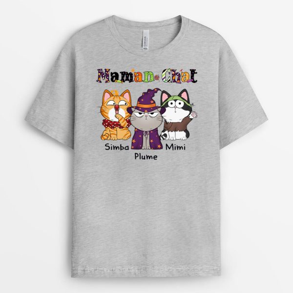 T-shirt Maman Chat Mimi Motif Halloween Personnalise