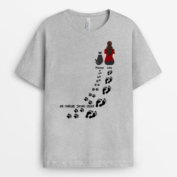 T-shirt Maman Chat Ne Marche Jamais Seule Personnalise