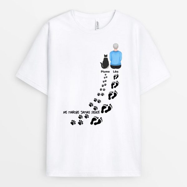 T-shirt Maman Chat Ne Marche Jamais Seule Personnalise