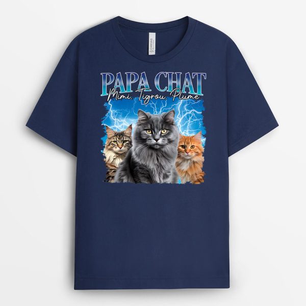 T-shirt Maman Chat Papa Chat Avec Prenom Personnalise