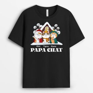 T-shirt Maman Chat Papa Chat Pour Noel Personnalise T-shirt Maman Chat Papa Chat Pour Noel Personnalise