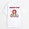 T-shirt Maman Chat Table Mot Rouge Personnalise