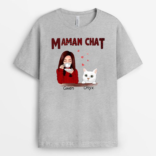 T-shirt Maman Chat Table Pull Personnalise