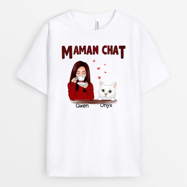 T-shirt Maman Chat Table Pull Personnalise