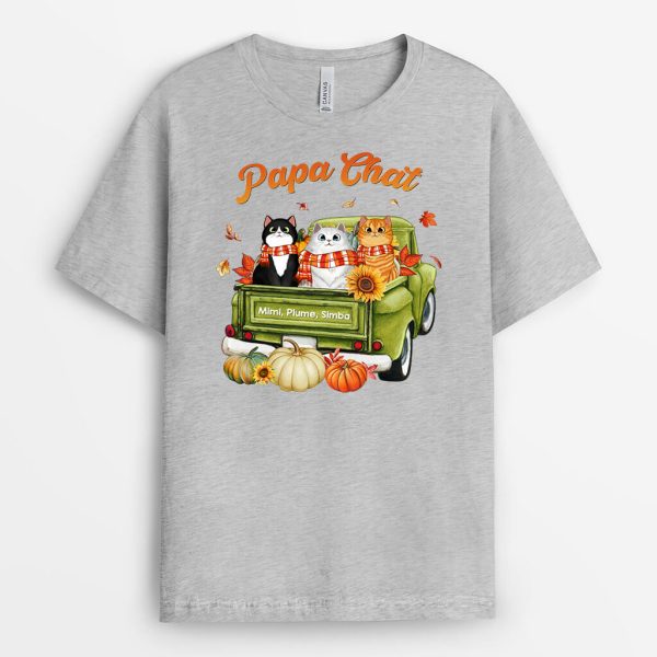 T-shirt Maman ChatPapa Chat Automne Personnalise