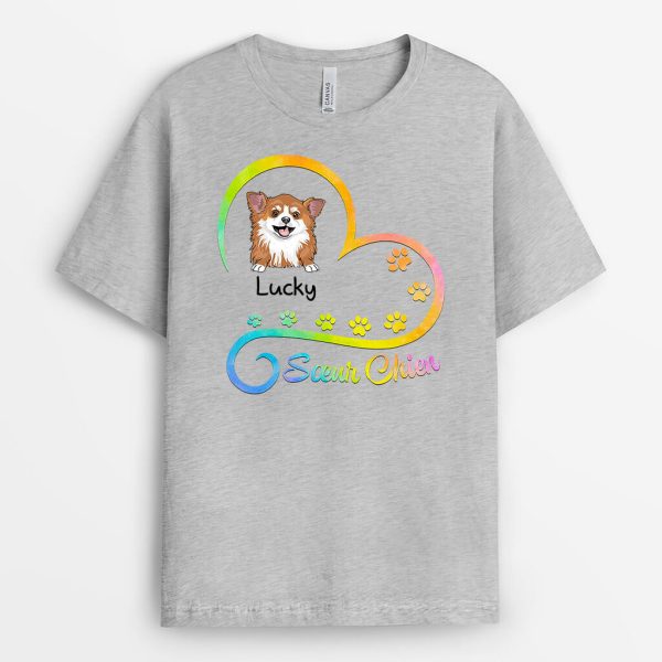 T-shirt Maman Chien Avec Coeur Personnalise