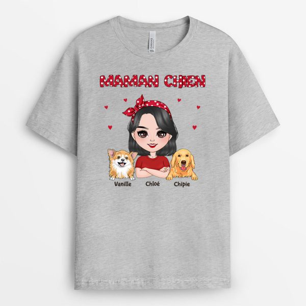 T-shirt Maman Chien Bandeau Pois Rouge Personnalise