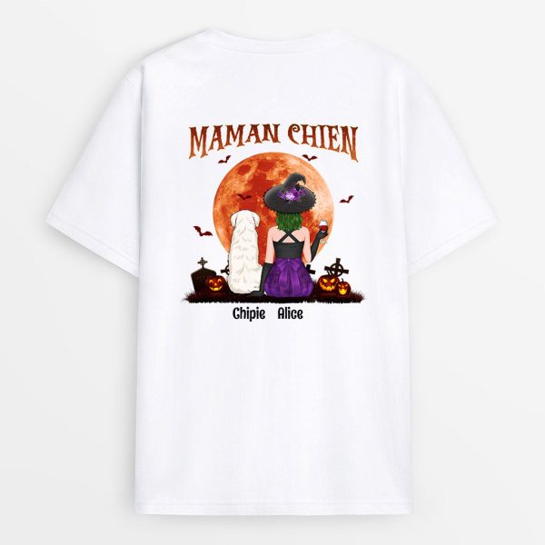 T-shirt Maman Chien Halloween Personnalise