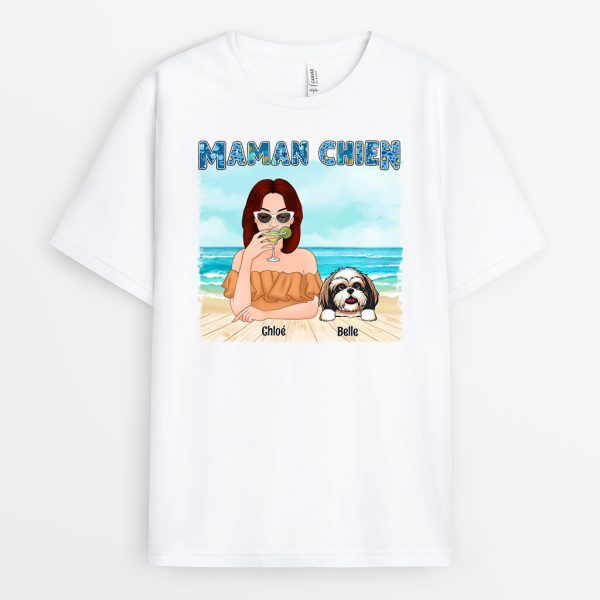 T-shirt Maman Chien La Plage Personnalise