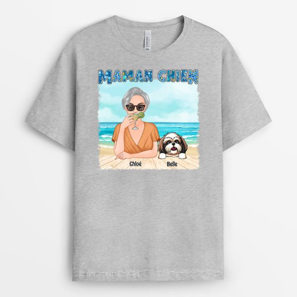 T-shirt Maman Chien La Plage Personnalise