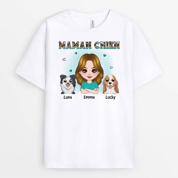 T-shirt Maman Chien Leopard Mignonne Personnalise