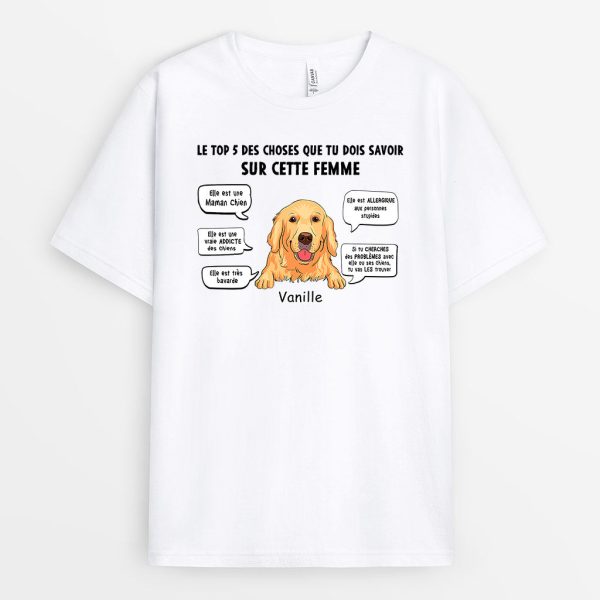 T-shirt Maman Chien Les Top 5 Choses Personnalise