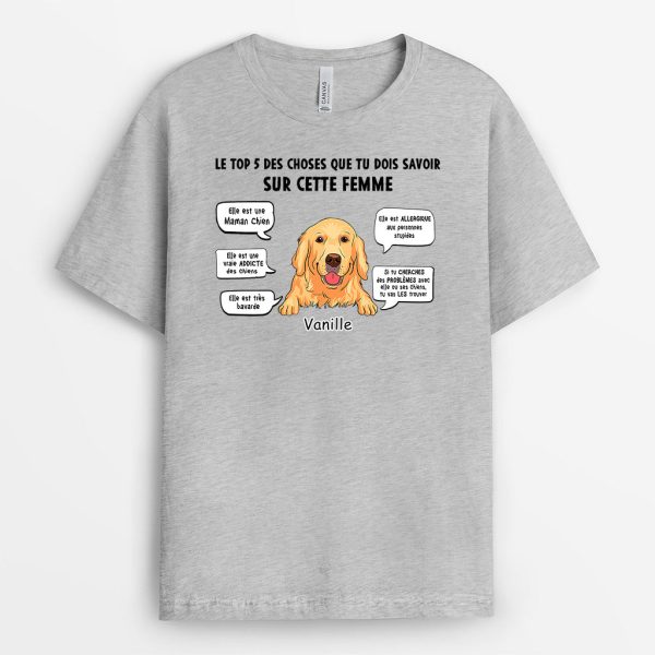 T-shirt Maman Chien Les Top 5 Choses Personnalise