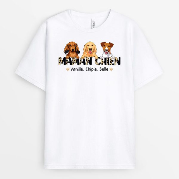 T-shirt Maman Chien Mot Leopard Personnalise