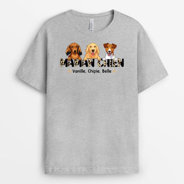 T-shirt Maman Chien Mot Leopard Personnalise