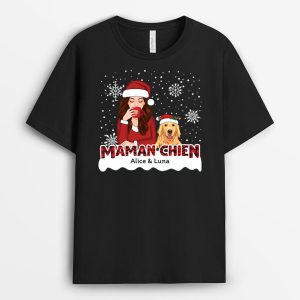 T-shirt Maman Chien Motif Rouge Noel Personnalise T-shirt Maman Chien Motif Rouge Noel Personnalise