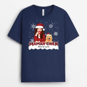 T-shirt Maman Chien Motif Rouge Noel Personnalise T-shirt Maman Chien Motif Rouge Noel Personnalise