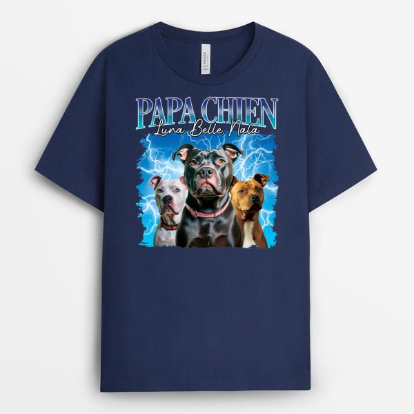 T-shirt Maman Chien Papa Chien Avec Prenom Personnalise