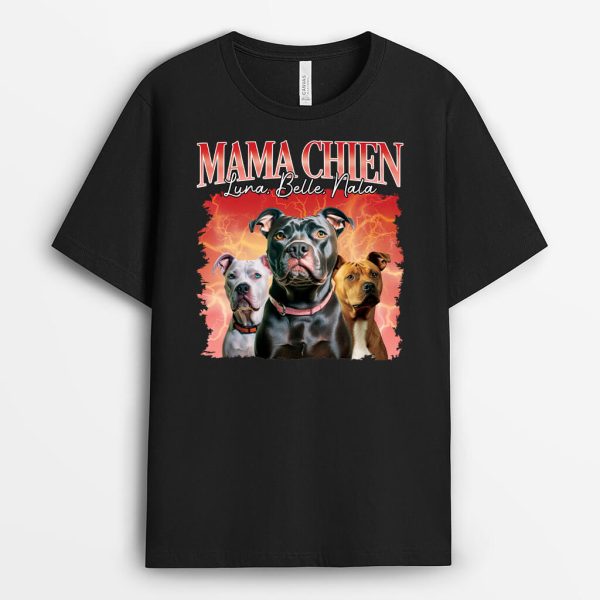 T-shirt Maman Chien Papa Chien Avec Prenom Personnalise