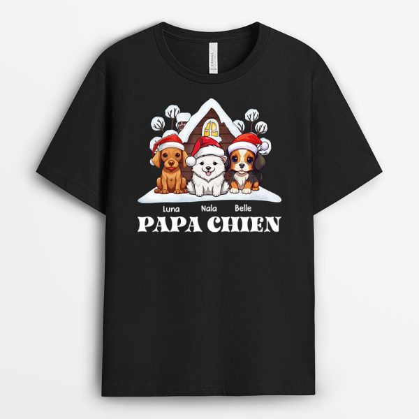 T-shirt Maman Chien Papa Chien Noel Maison Personnalise