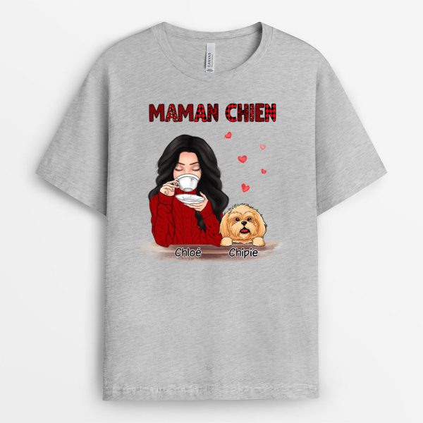 T-shirt Maman Chien Pull Rouge Personnalise