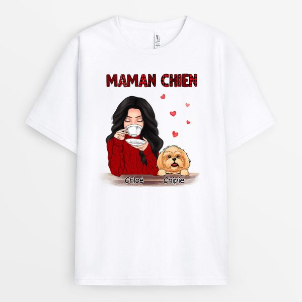 T-shirt Maman Chien Pull Rouge Personnalise