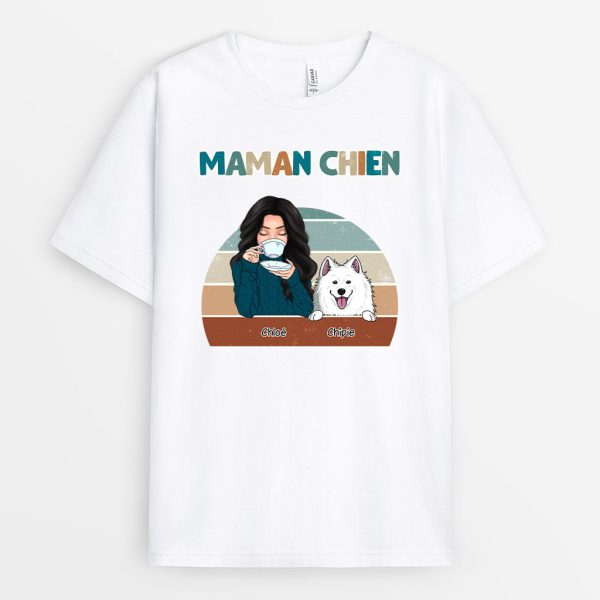 T-shirt Maman Chien Pull Vert Personnalise