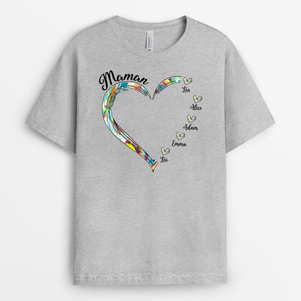 T-shirt Maman Coeur Palette De Couleur Personnalise