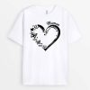 T-shirt Maman Coeur Papillons Version Noir Personnalise