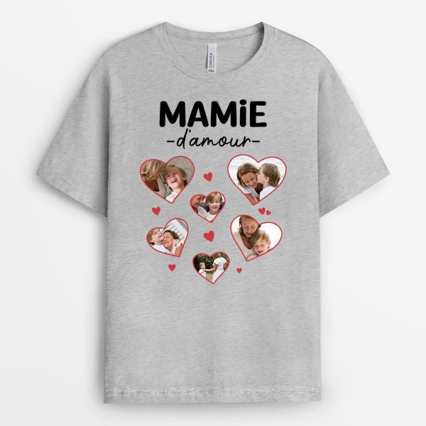 T-shirt Maman D’Amour Coeur Avec Photos Personnalise