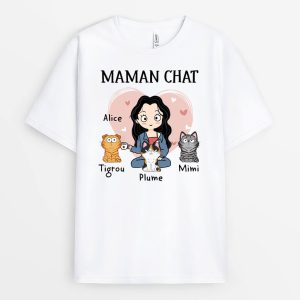 T-shirt Maman De Chat Mignonne Personnalise T-shirt Maman De Chat Mignonne Personnalise