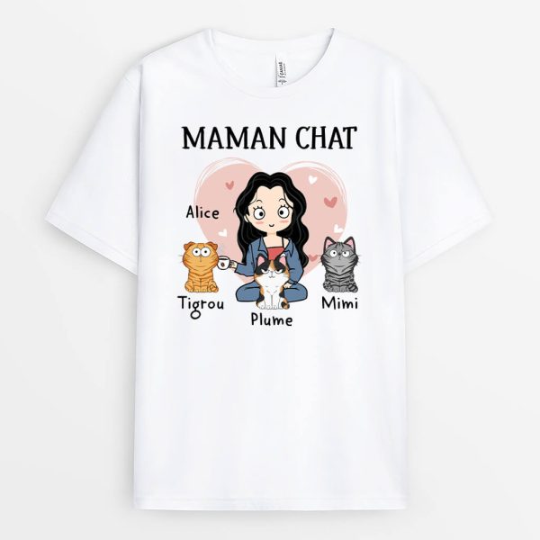 T-shirt Maman De Chat Mignonne Personnalise